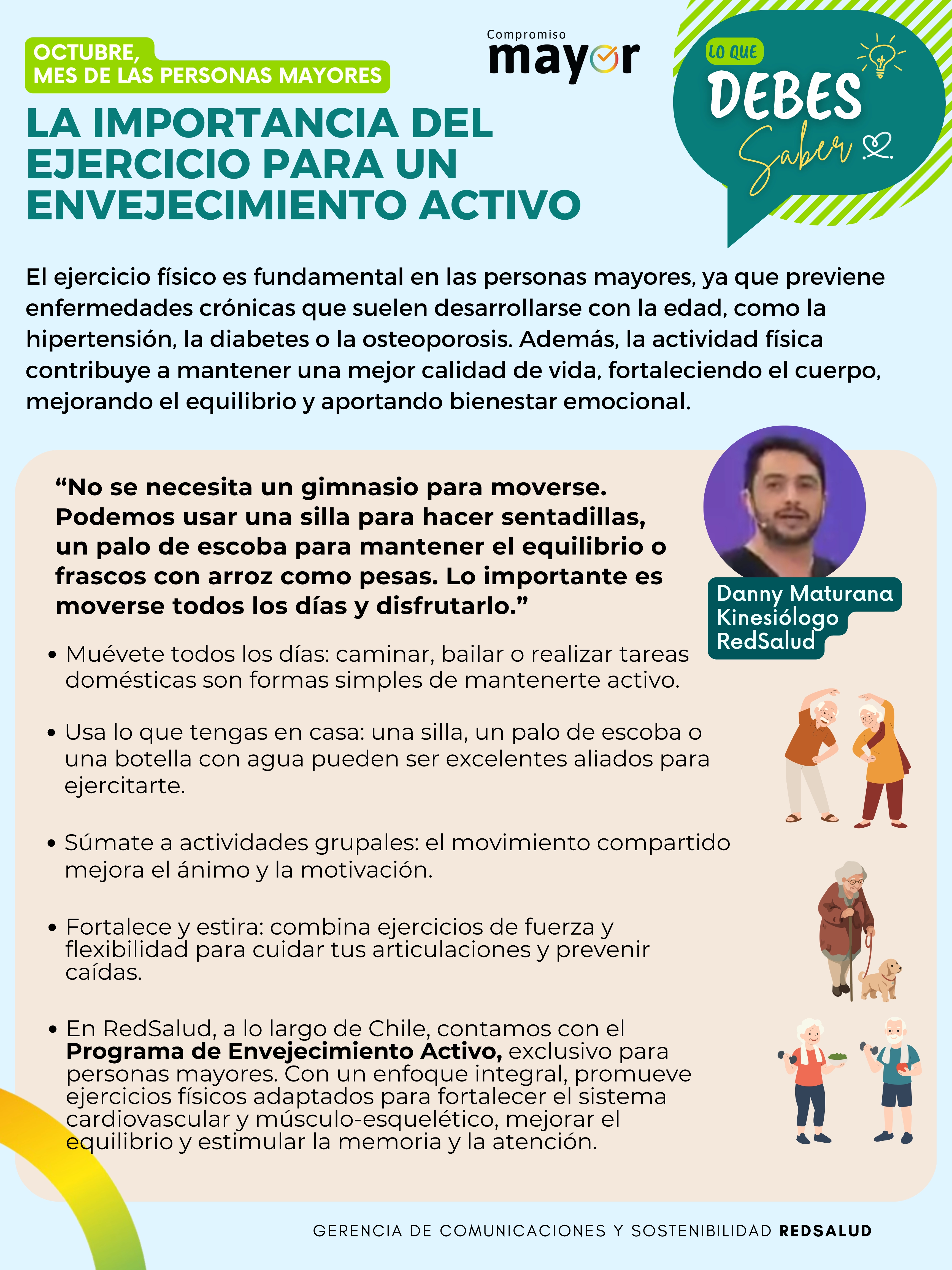 infografía con consejos para el envejecimiento activo